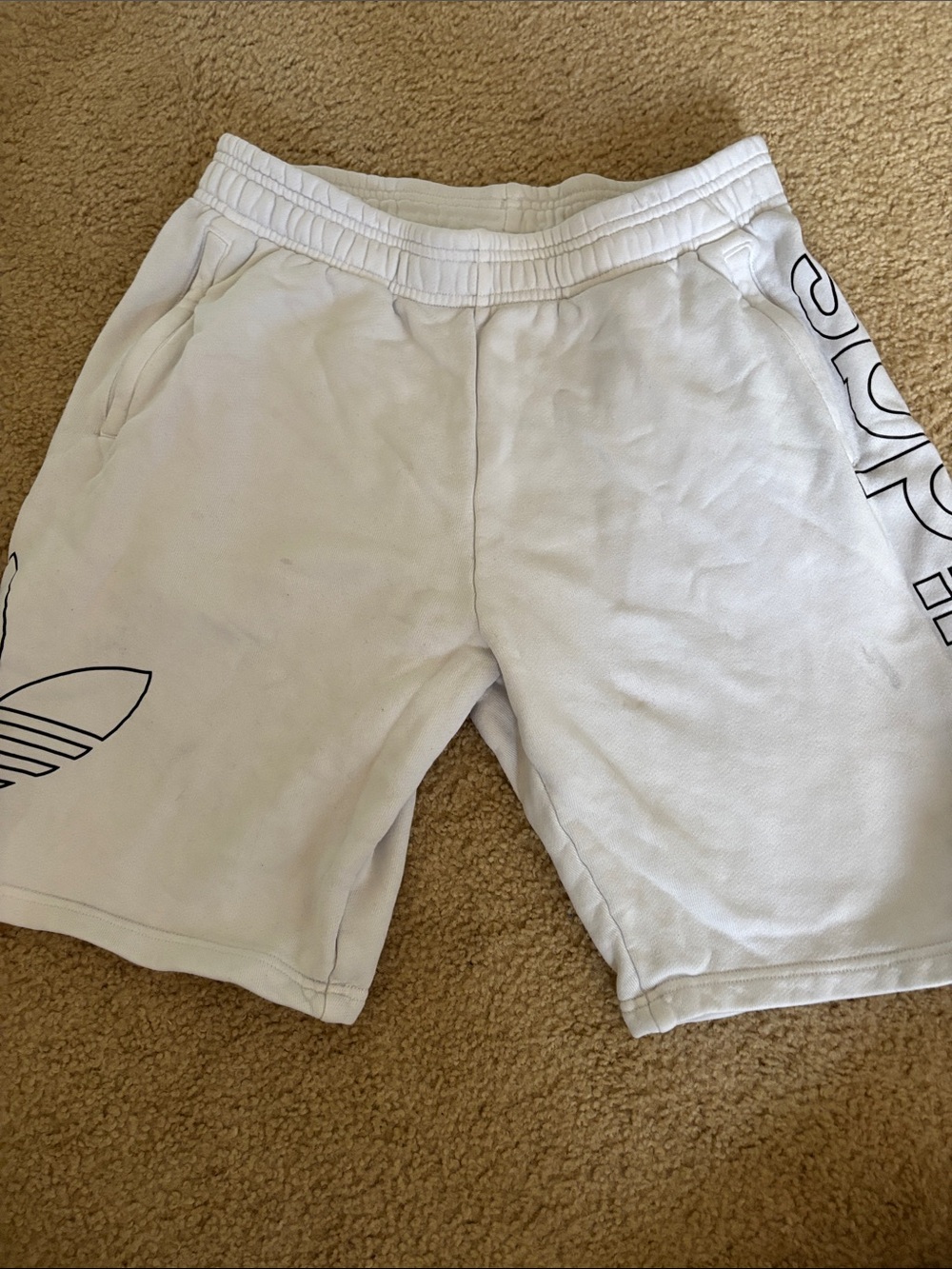 adidas White Athletic Shorts with Black Logo